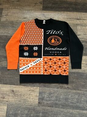 Titos Vodka Sweater Mens Large Ugly Christmas Holiday Pullover Knit Austin Texas